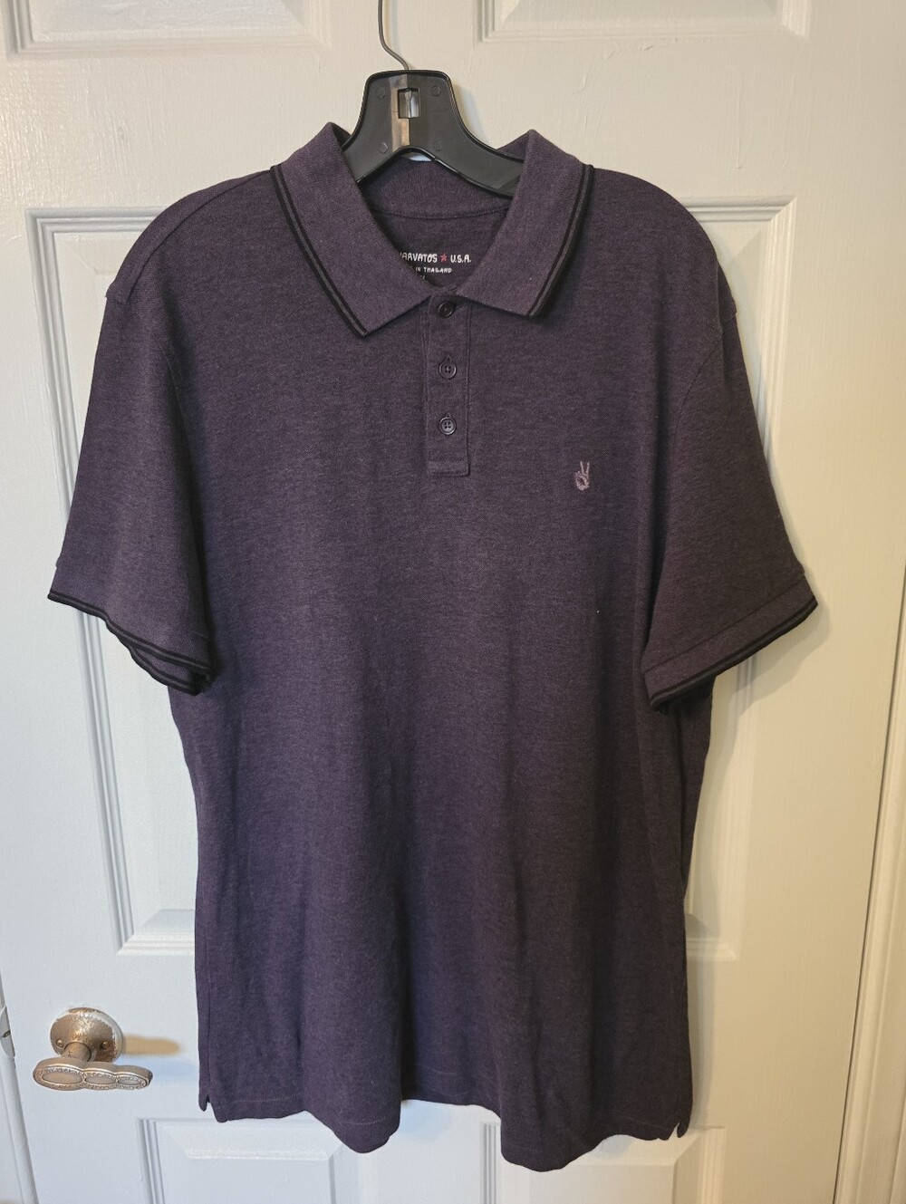 John Varvatos Deep Purple Polo with Black Contrast Trim